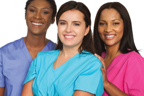 three female medical professionals